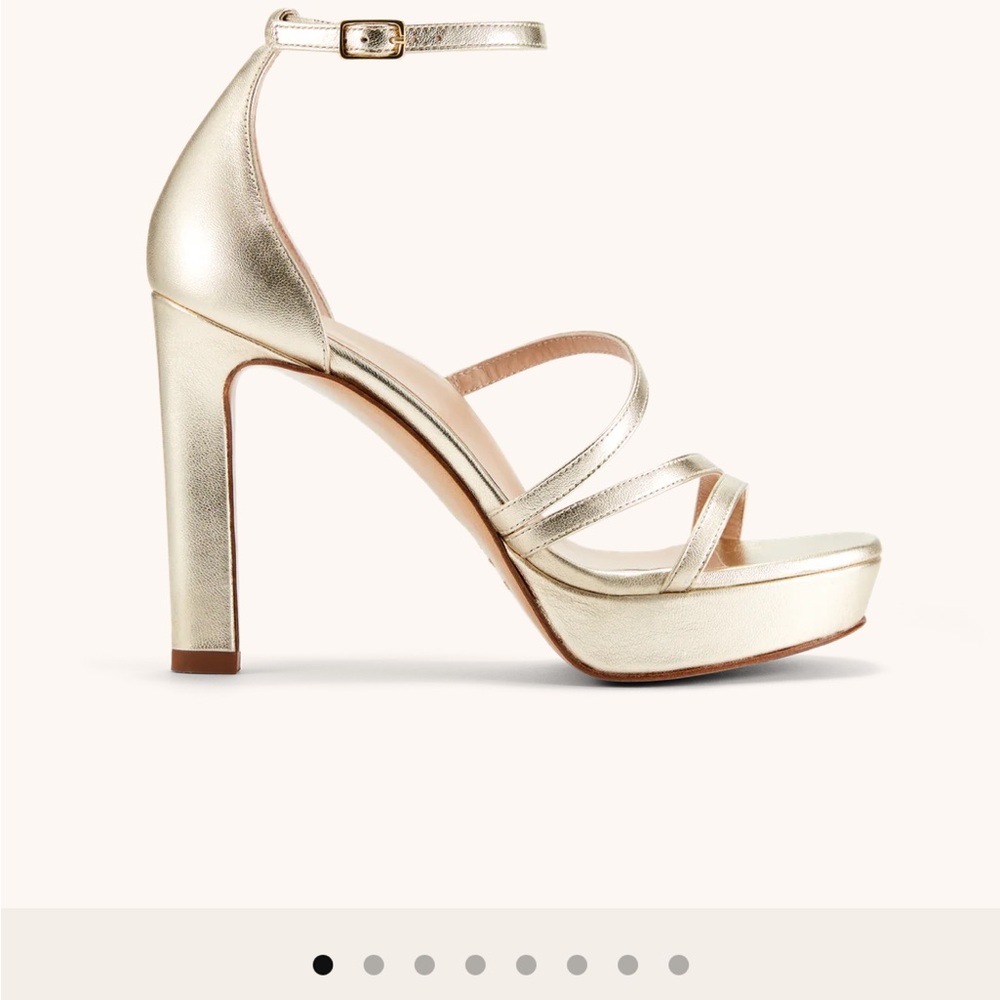 Elegant Gold Strappy Platform Heels